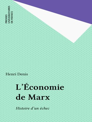 cover image of L'Économie de Marx